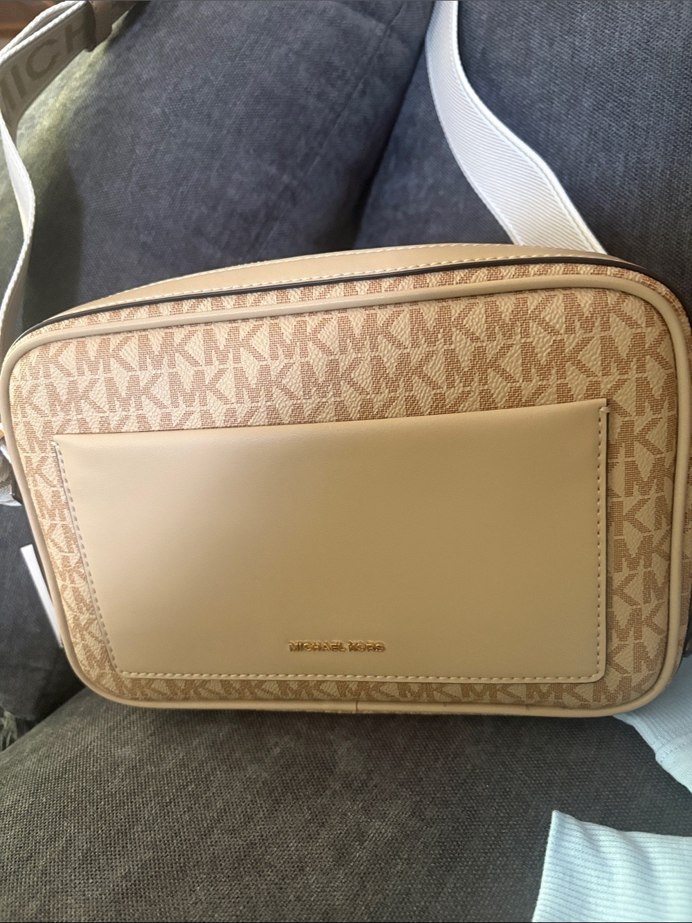 Michael Kors Beige/Tan MK Logo Crossbody Belt Bag